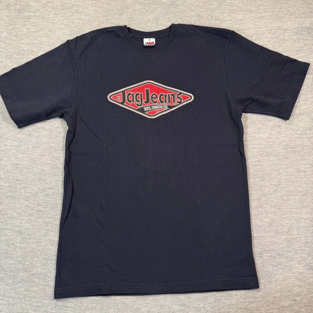 Jag Jeans T-Shirts Men Small Blue‎ Graphic Red Diamond Logo NY USA Cotton Tee